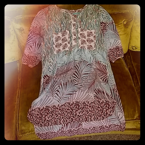 Fig and Tree Palm multi print Blouse - Picture 1 of 2